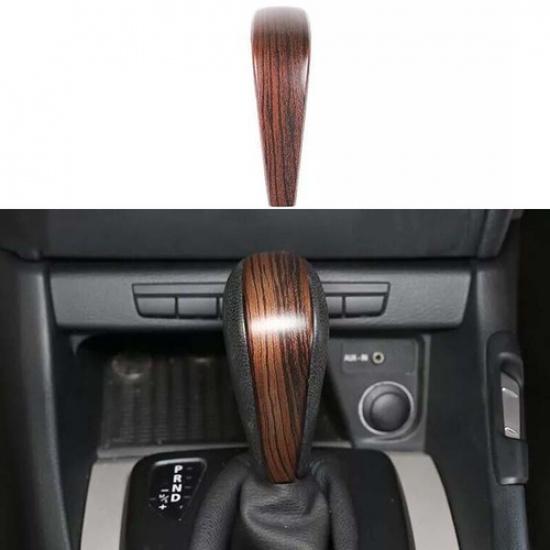 Gear Shift Knob Trim 07-11 For BMW 1 Series E81 Central Console Brown Wood Grain