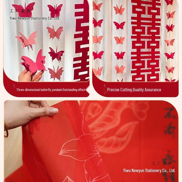 Doppeltes Glück Hochzeitsbanner und Schmetterlingsdekorationsset für Schlafzimmer