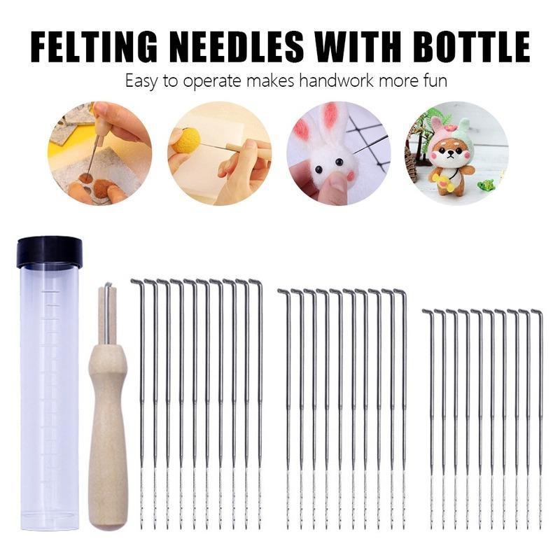 30 PCS Sewing Needles 3 Sizes Felting Needles Artesanato Wool Felt Pocked Needles Set DIY Craft Felt Tools with Wood Handle