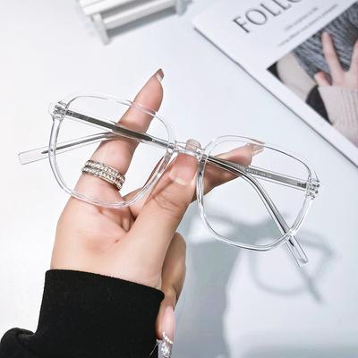 Fashionable Retro Rice Nail TR90 Frame Glasses for Men and Women, Flat Mirrors, Anti-blue Light, Ultra-light Frame Glasses