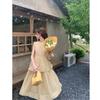 French Retro Solid Color Sleeveless Vest Dress Women's Summer Wear Gentle Wear Loose Chic Beautiful Yellow Dress