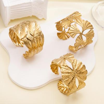 Exaggerated European and American Style Women's Gold-Plated Stainless Steel Hollow Bracelet