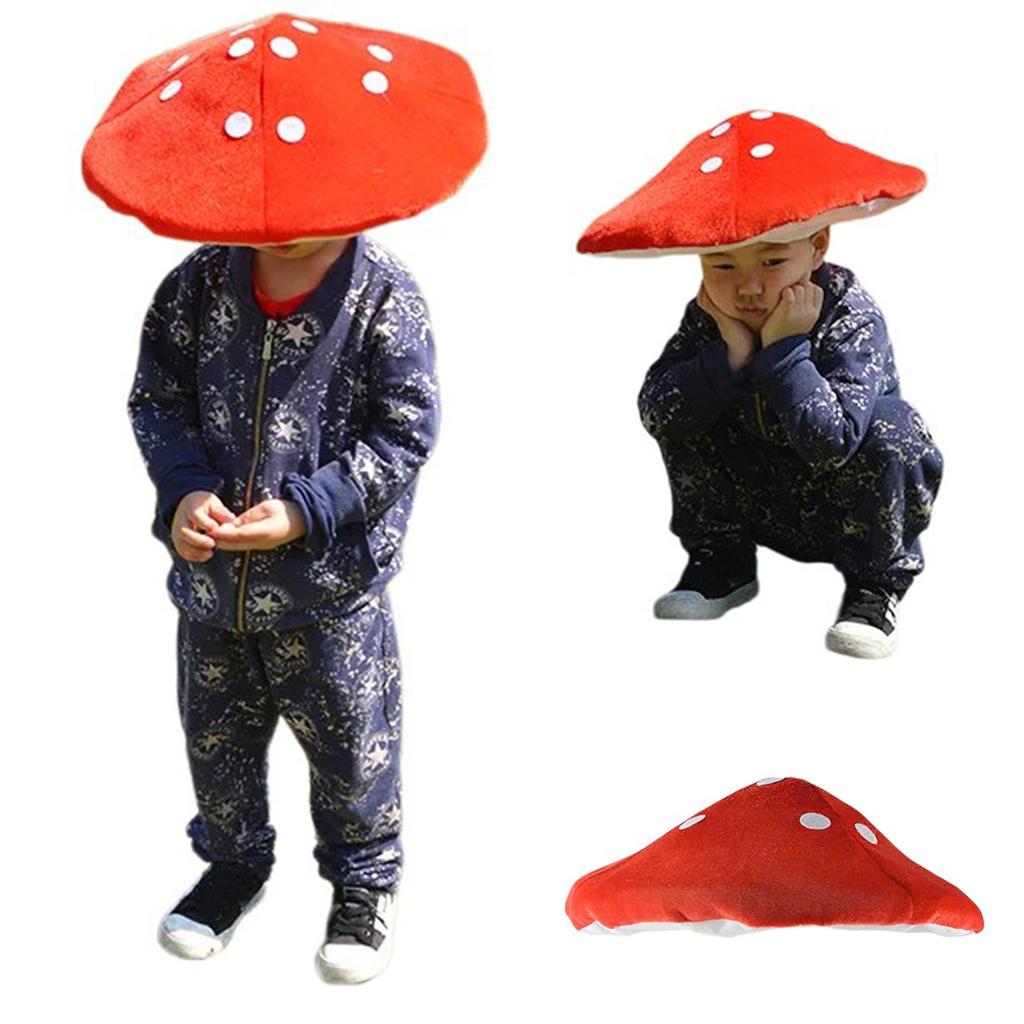 Adult Stuffed Mushroom Shape Hat Christmas Party Plush Hat Adult Carnivals Photography Hat Halloween Party Festival Hat