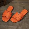 Fashion Woven Summer Slippers for Women Brand Design Square Toe Flat Sandals Woman Comfortable Non Slip Beach Slides Flip Flops