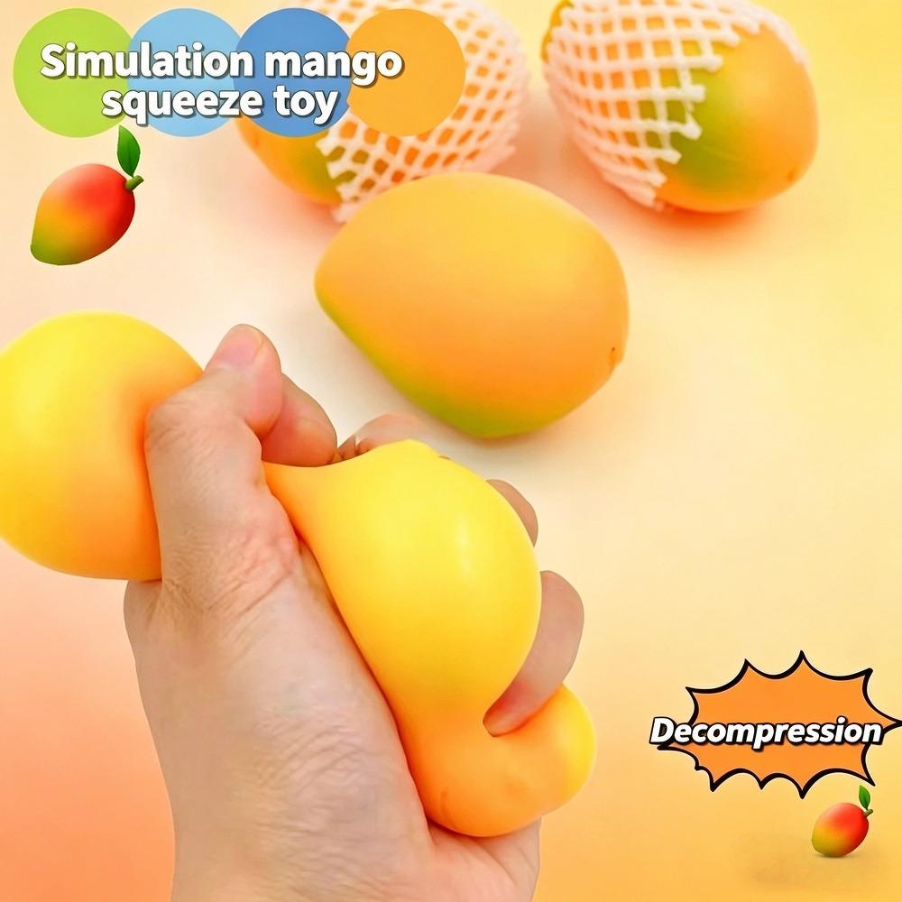 Slow rebound mango squeeze toy, stress-relief fruit-shaped toy, soft rubber sensory educational toy for children and adults