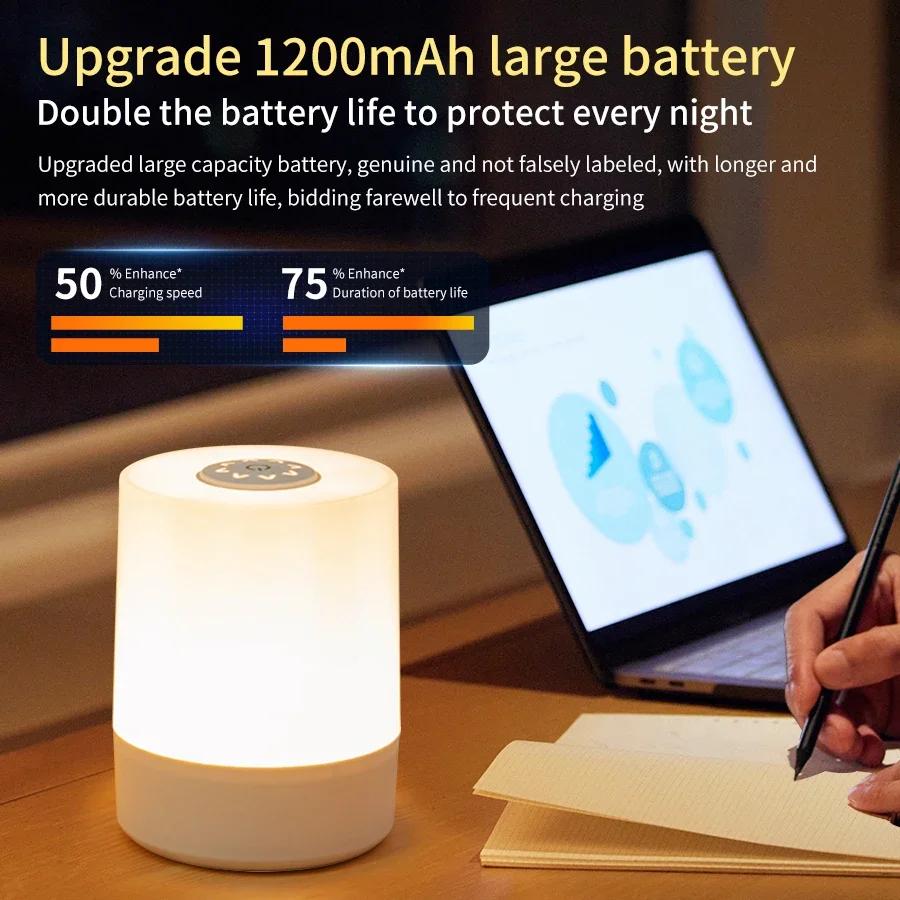LED Touch Night Light USB Rechargeable Table Lamp With Remote Control Switch 3 Colors Dimmable Bedside Night Lamp Bedroom Decor