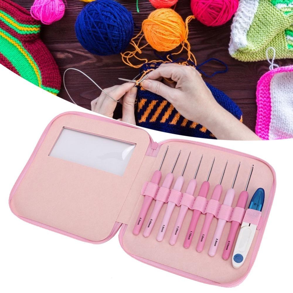 Pink Crochet Set Soft Plastic Crochet Hooks Set Crochet Hooks Crochet Hook Kit Beginners