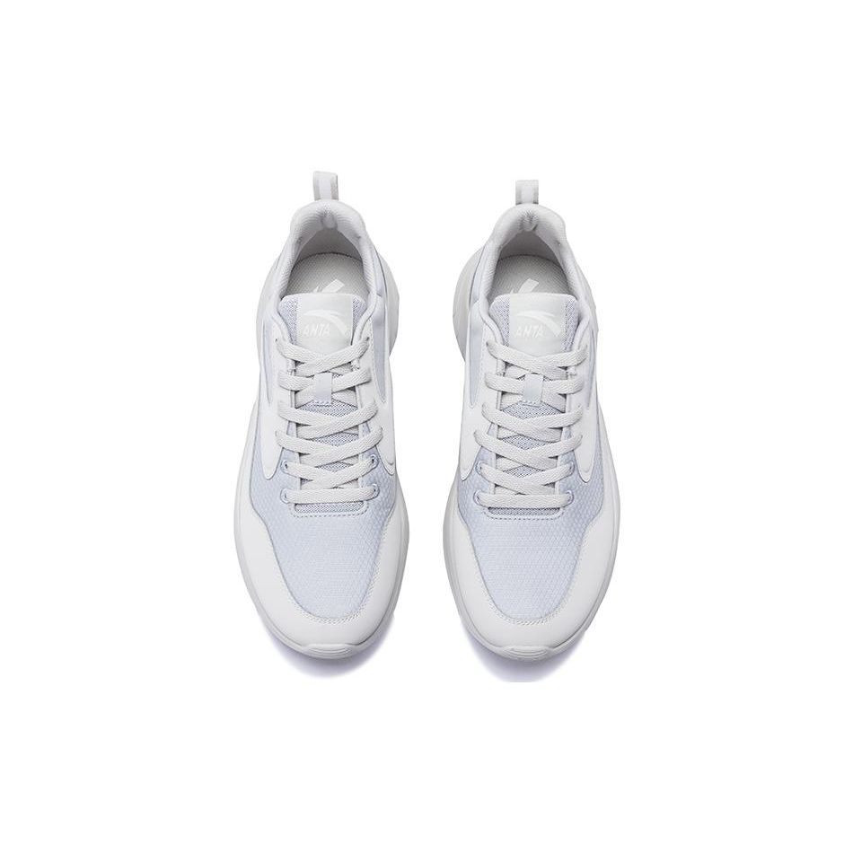 Anta Trendy Versatile Shock Absorbing Wear Resistant Low Top Casual Shoes Men sneaker Gray White 112518814R-2