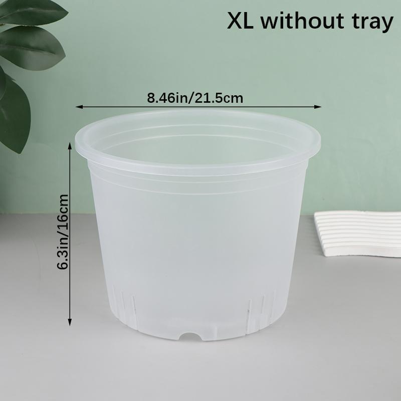 1Pc Transparent Round Orchid Pot With/Without Tray Root Control Plastic Orchid Pots With Holes Breathable Plant Growth Container