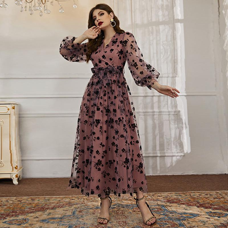 TY-471 Elegant High-Waist Mesh Dress for Women, European & American Fashion, Fall 2023 - Available in 10 Colors