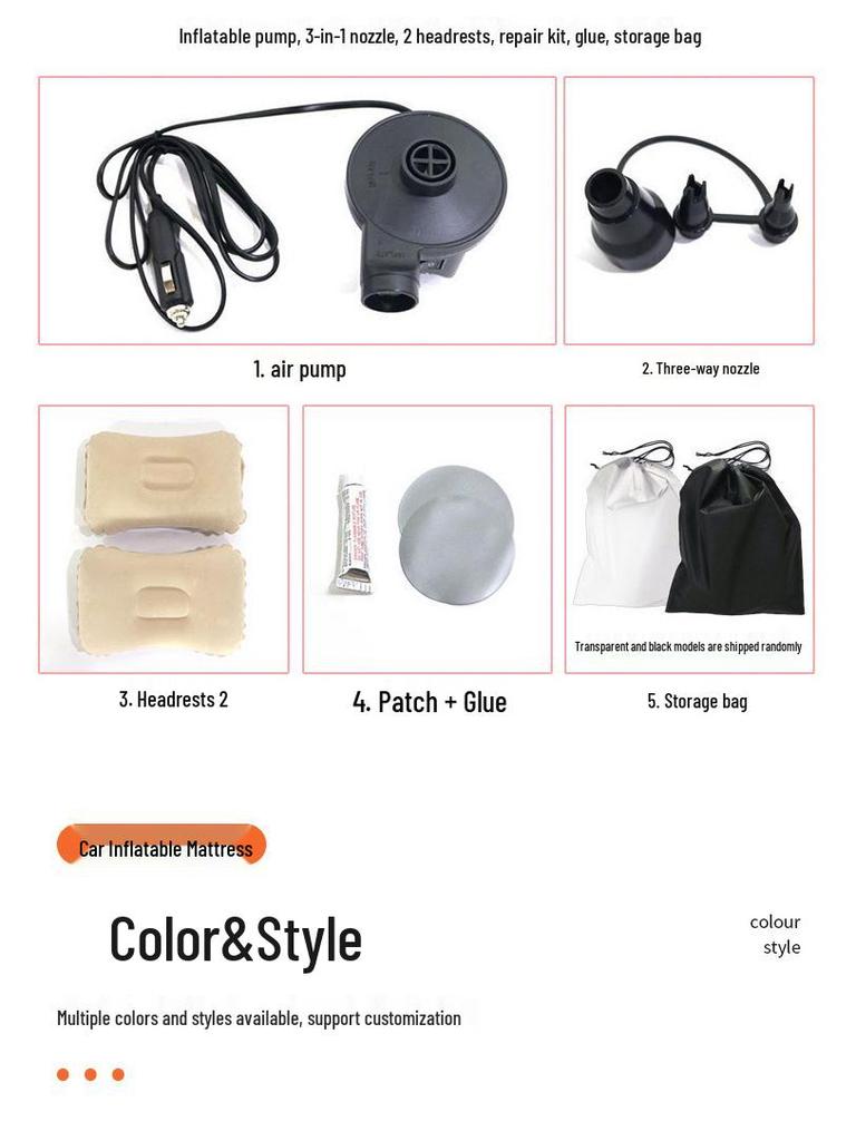 PVC Flocking Inflatable Car Mattress - Universal Travel Bed for Rear Seat