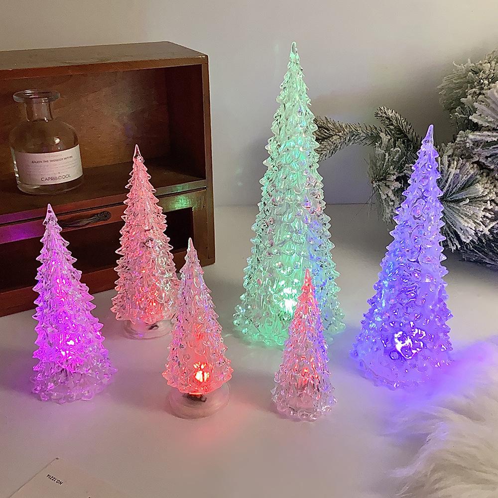 New Christmas Acrylic Xmas Tree Color Changing Led Night Light Lamp Home Decoration Christmas Tree Ornaments Navidad Wedding