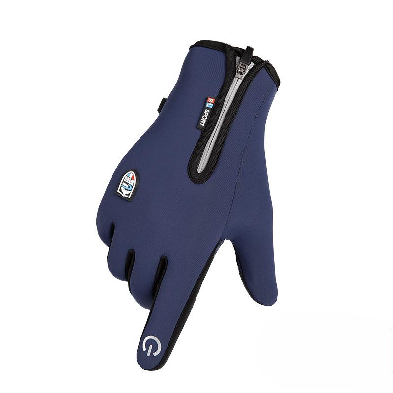 Waterproof Gloves Outdoor Waterproof Gloves Ski Touch Screen Winter Men and Women Windproof Warm Fleece Reflective Riding Zipper