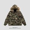 Mens Camo Hooded Jacket Oversize Workwear Style Casual Outerwear Winter