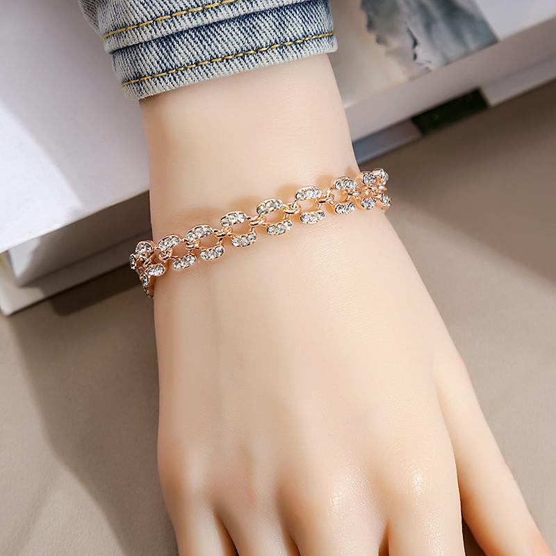 Personalized Geometric Diamond Bracelet Fashion Roman Style Full Diamond Bracelet Everything Temperament Bracelet