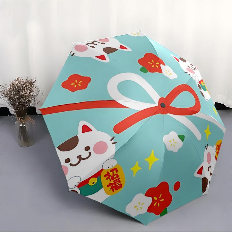 1pc Lucky Cats Automatic Open/close Umbrella, 8-Rib sturdy structure, Portable Travel Umbrella, Parties, Everyday Use, Outdoor Accessory, Ar