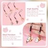 OLYCRAFT 6 Stycken Katt Nyckelring Blomma Berlock Emalj Hänge Nyckelring Nylon Snöre Ögla Japansk Stil Nyckelring 6 Färger Hantverk Diverse Gåvor