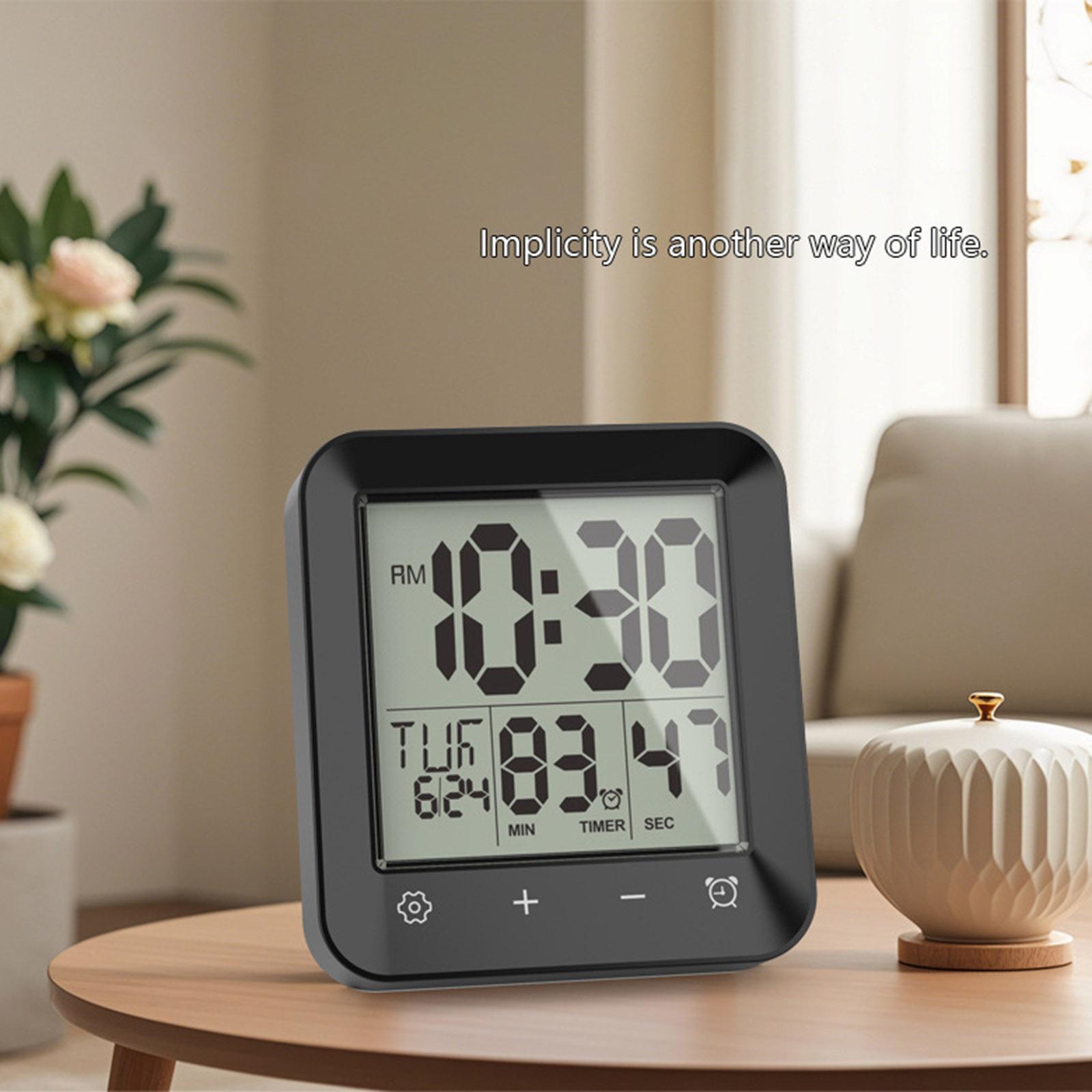 Waterproof Wall Clock Shower Timer Digital Bathroom Alarm Clock Kitchen Cooking Countdown Timer Digital Shower Clock чёрный