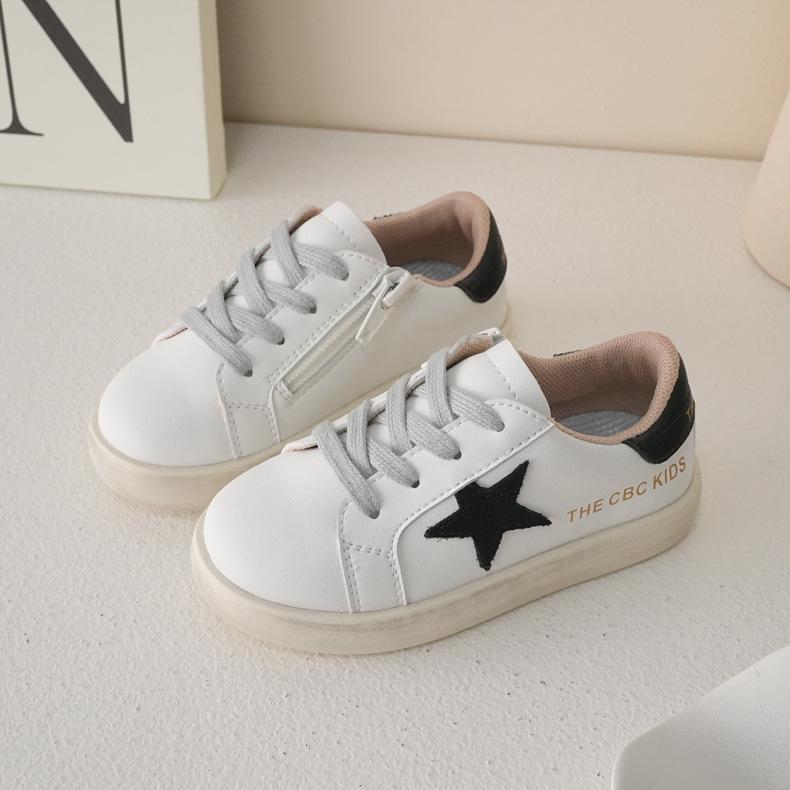 XSHX "Stars Dirty Bottom" Children's Board Shoes Spring and Autumn Boys and Girls Little White Shoes 2329