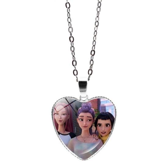Korean Pop Hunters Necklace Anime Merchandise Necklace Cute Heart Pendant Anime Girl Group Necklace Gift for Movie Fans