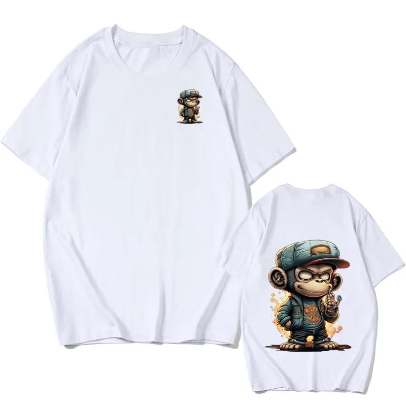 Men's Animal T-Shirt Hip Hop Monkey Print Everyday Versatile Everyday Casual Short Sleeve European Size T-Shirt Street Harajuku