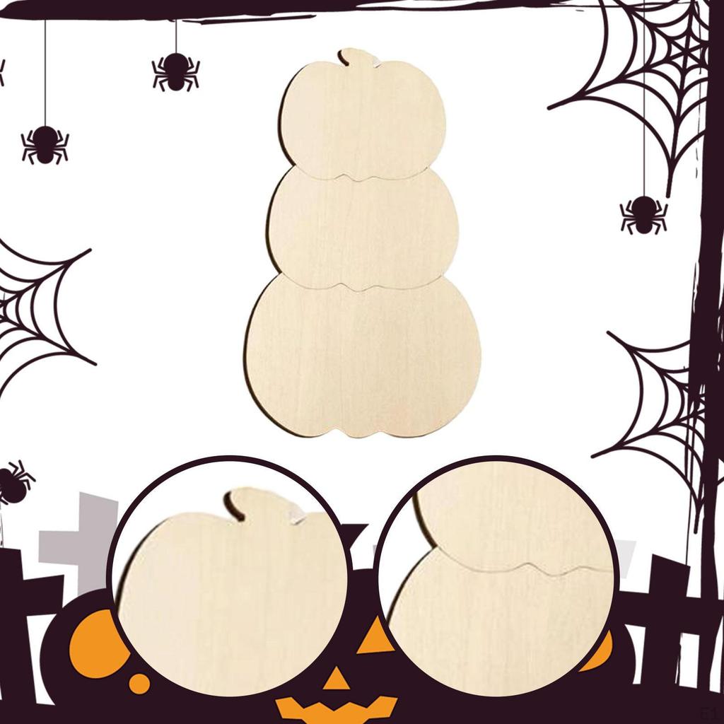 Unfinished Wooden Pumpkin Cutouts Discs DIY Blank Shapes Unpainted Ornaments for Painting