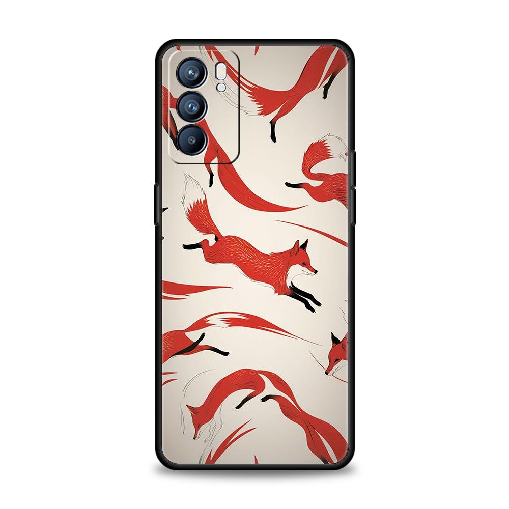 Red Fox Phone Case For Oppo Reno 13 12 11 10 7 F Find X5 X6 A98 A80 A79 A78 A57 A54 A31 A17 Pro 5G Soft TPU Cover Fundas Capas