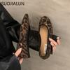 Fashion SUOJIALUN 2024 Summer New Brand Women Flat Shoes Fashion Leopard Print Ladies Elegant Shallow Slip On Soft Ballerinas Shoes