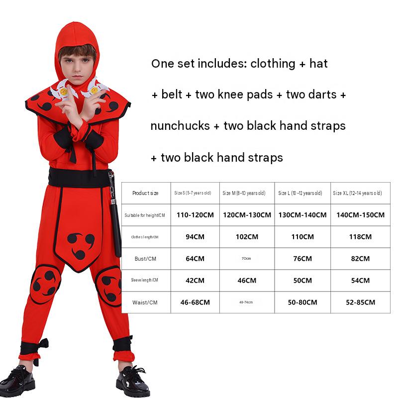 New Kids Cosplay Costume Naruto Anime Performance Outfit Samurai Ninja Clothing Halloween Role Play Set