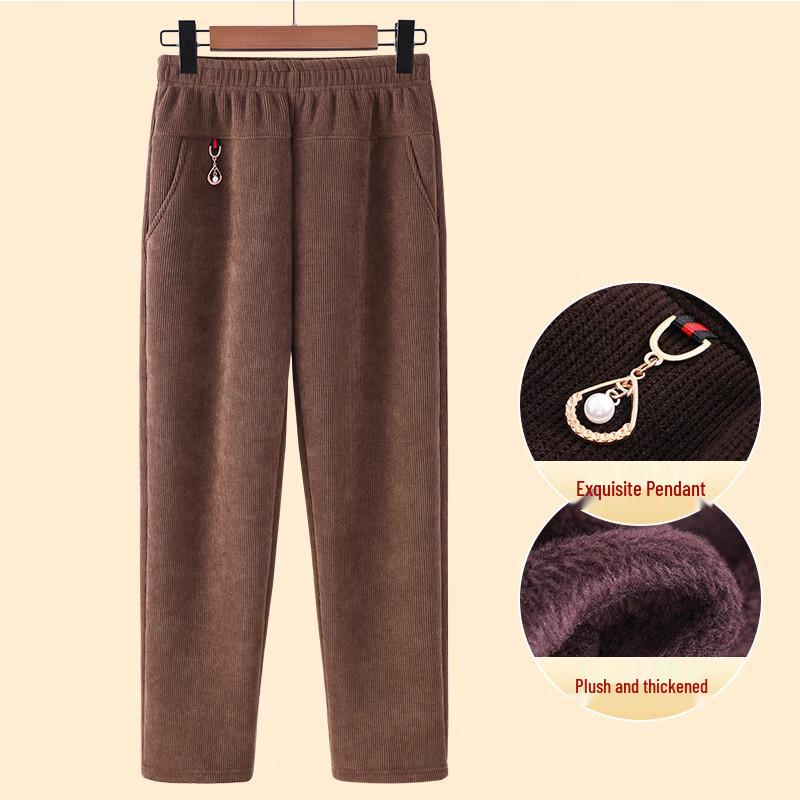Elderly Women's Fleece-lined Straight Leg Casual Pants