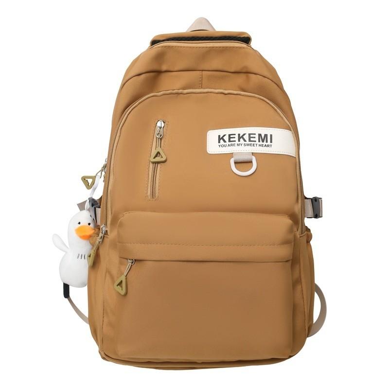 Large Capacity Nylon College Style Backpack For Men And Women High School Students Couples White