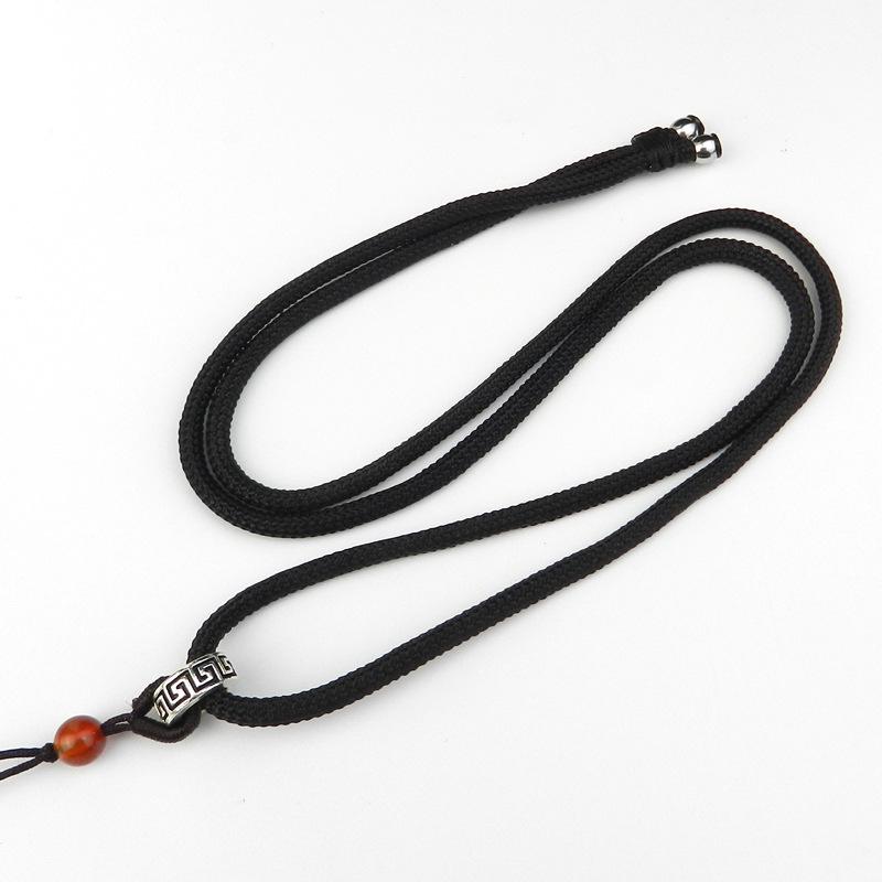 

Элегантный плетеный вручную серебряный шнурок-подвеска - регулируемое мужское ожерелье, подвеска из нефрита, амулет Пиксю, шнурок