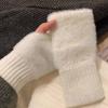Imitation Mink Fleece Half Finger Gloves For Women'S Soft Winter Warmth Luxury Solid Color Plush Knitted Fingerless Gloves