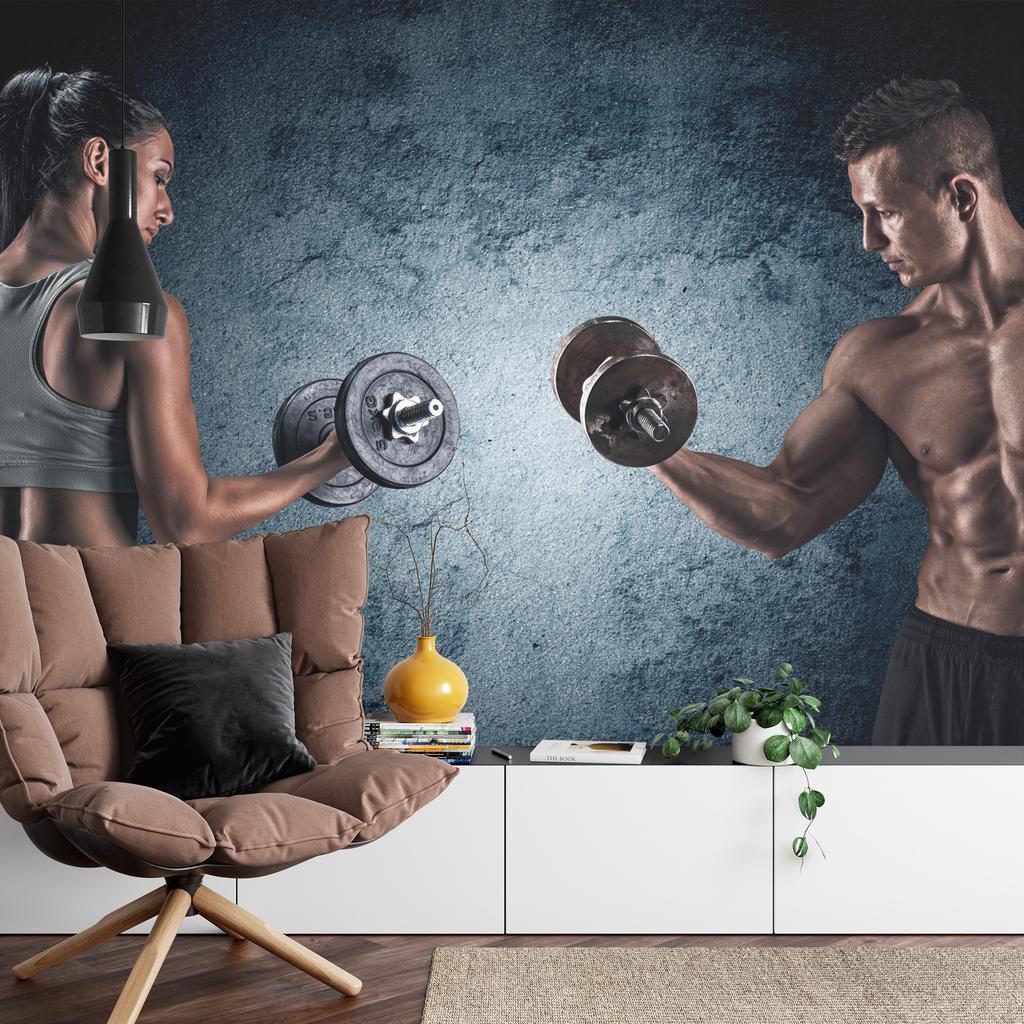 Photomural Muscular Man An Athletic Woman Structural Vinyl 180x120