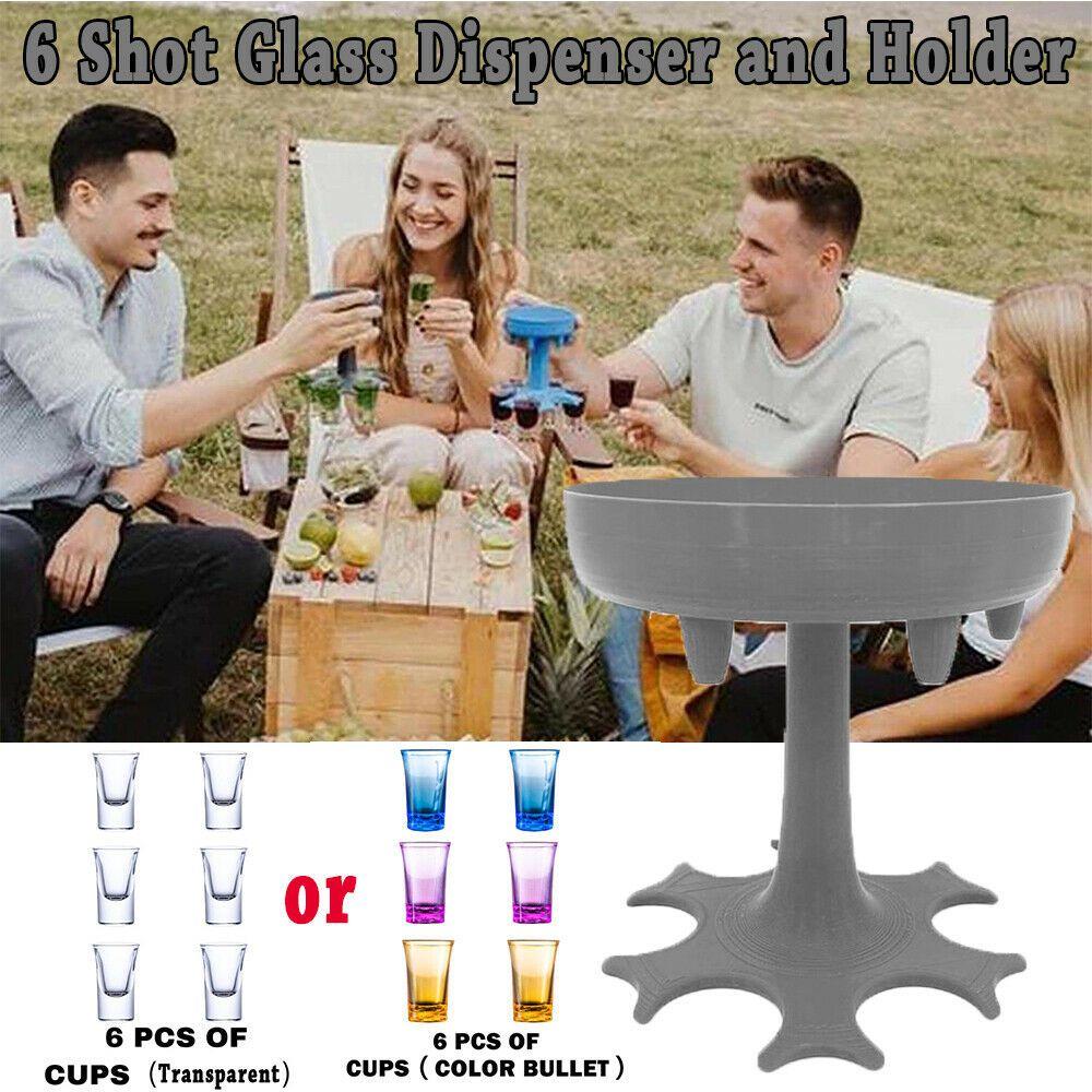 Unique 6 Shot Glass Dispenser And Carrier With Biodegradable Holder For Events