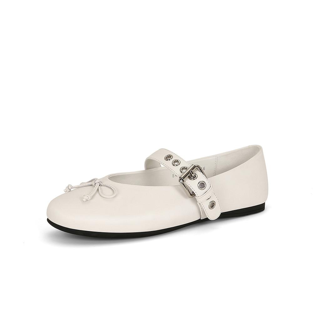 

[Shei Su Yinyin] Chic girl~ bow lambskin flat ballet shoes single shoes women s Mary Jane shoes 40 белый