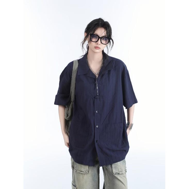 Summer Clothing Men'S Retro Casual Shirt Student Loose Niche Design Fun New Men'S Top For Outdoor Wear