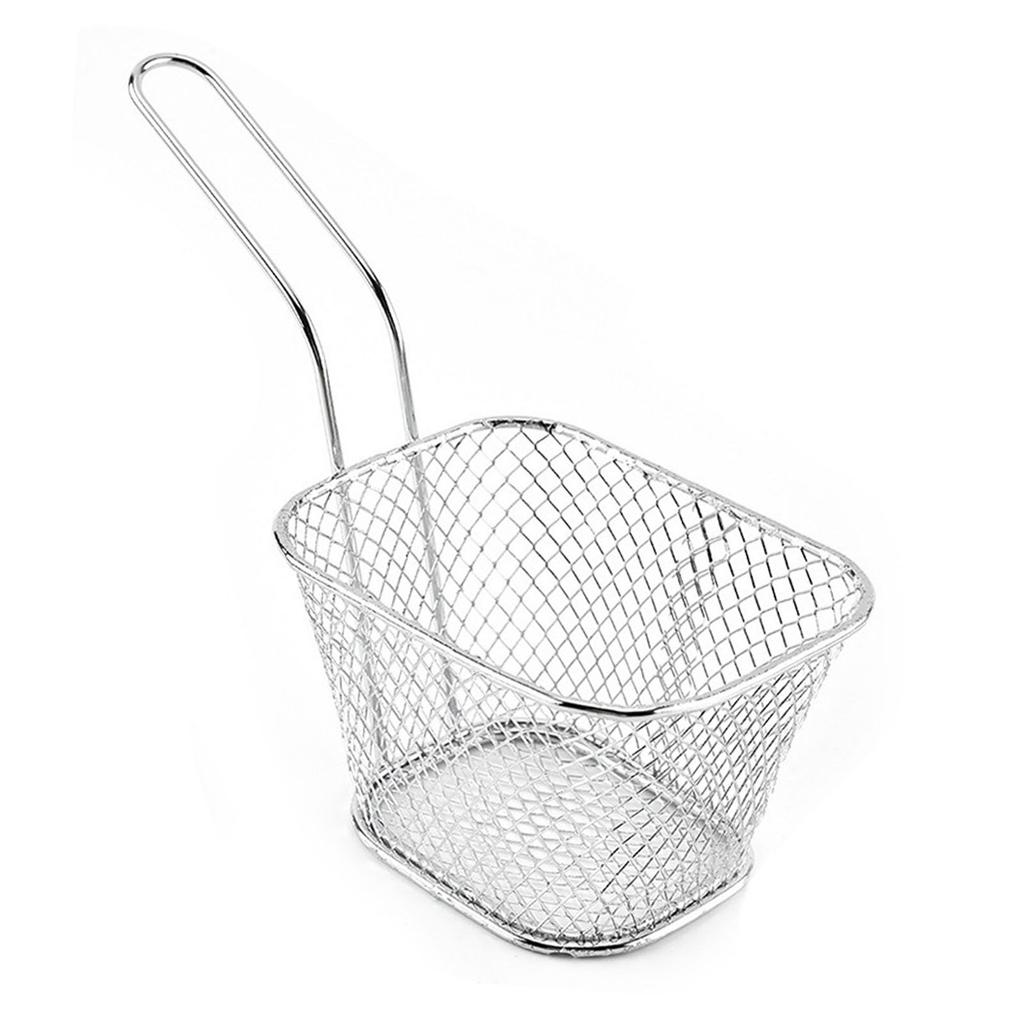 Deep Fry Basket Stainless Steel Mesh Basket with Handle Easy Clean Large Capacity Fry Cooking Tool