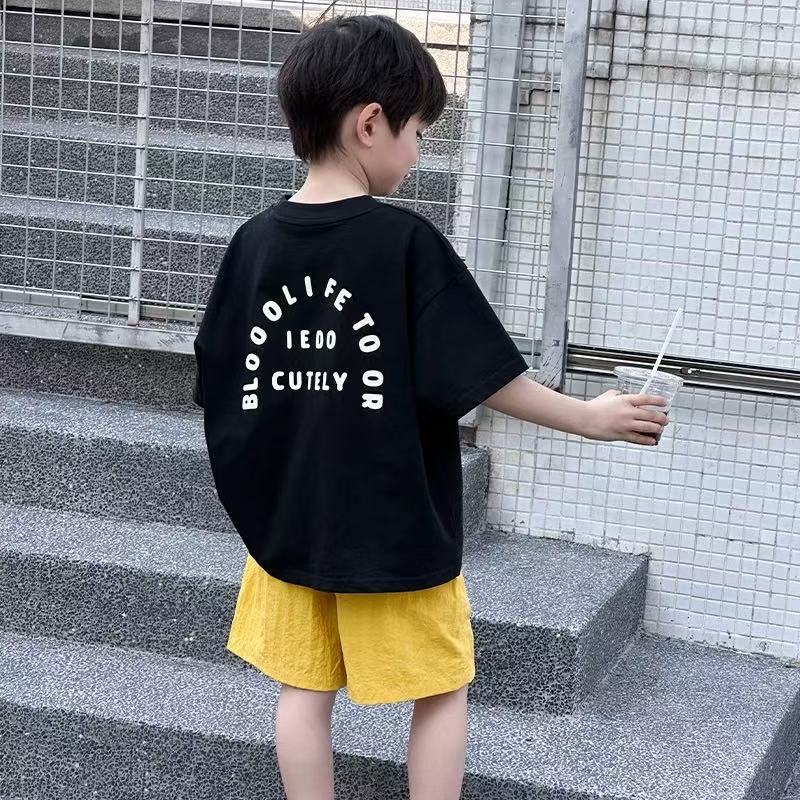 Boys Summer Cotton Loose Short Sleeve T Shirt Casual Trendy Top For Kids