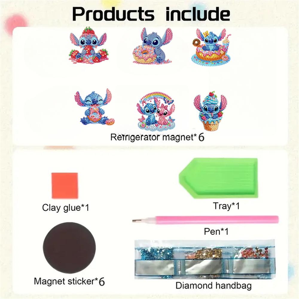 6pcs Diamond Painting Magnets for Refrigerator Diamond Art Fridge Magnets for Adults Diamond Art Refrigerator Magnets Kits