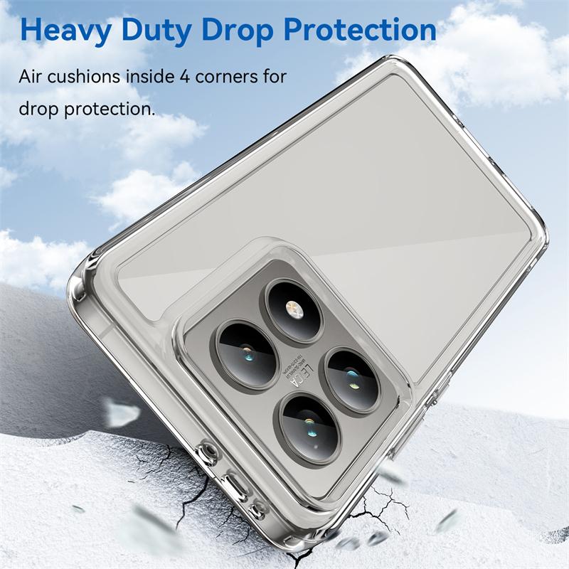 Acrylic Shockproof Clear Phone Case for Xiaomi 14T Pro Candy Color Frame Hard Transparent Back Cover 14 T Pro