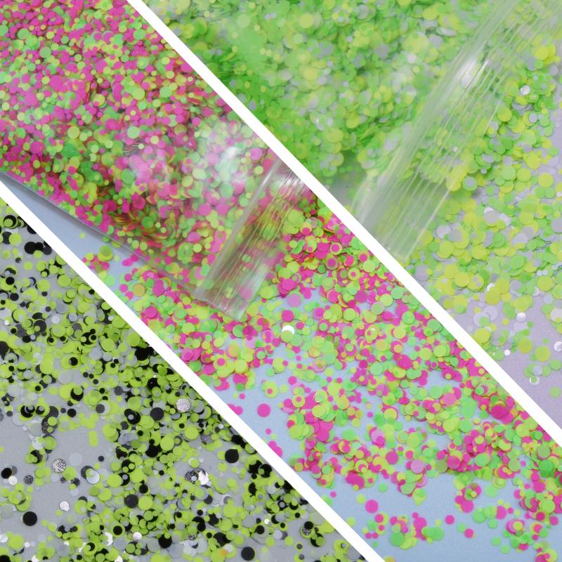 50g X 1bag Nail Round Flake Sparkly 12-Design Ultra-thin Chunky Dazzling Multi-Color Colorful Flakes DIY Nail Tip Art Decoration