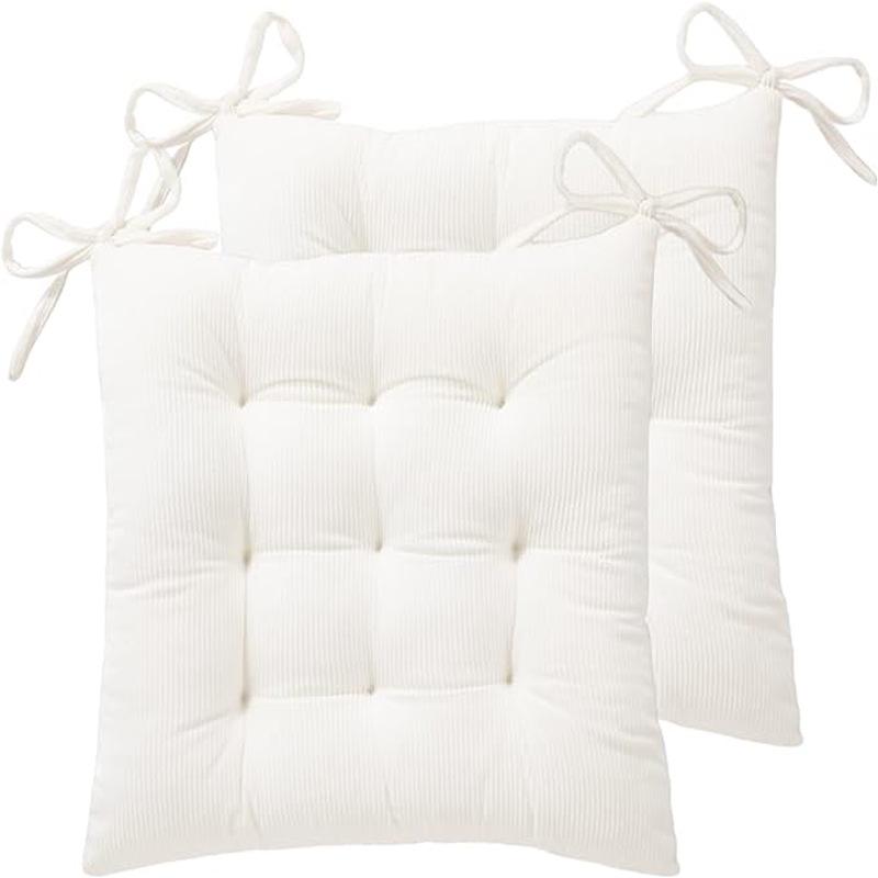 Warm Corduroy Strap Chair Cushion - Solid Color, Comfortable Chair Pad for Autumn and Winter