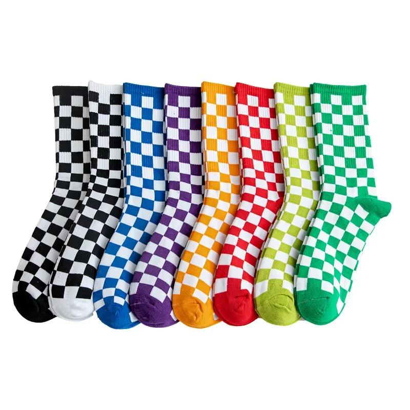 Unisex Socks Funky Harajuku Trend Women Checkerboard Socks Geometric Checkered Sock Men Hip Hop Cotton Streetwear Novelty Soks