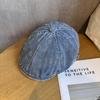 Retro Beret Denim Hat Short Brim Duckbill Cap For Women Casual Street Wear