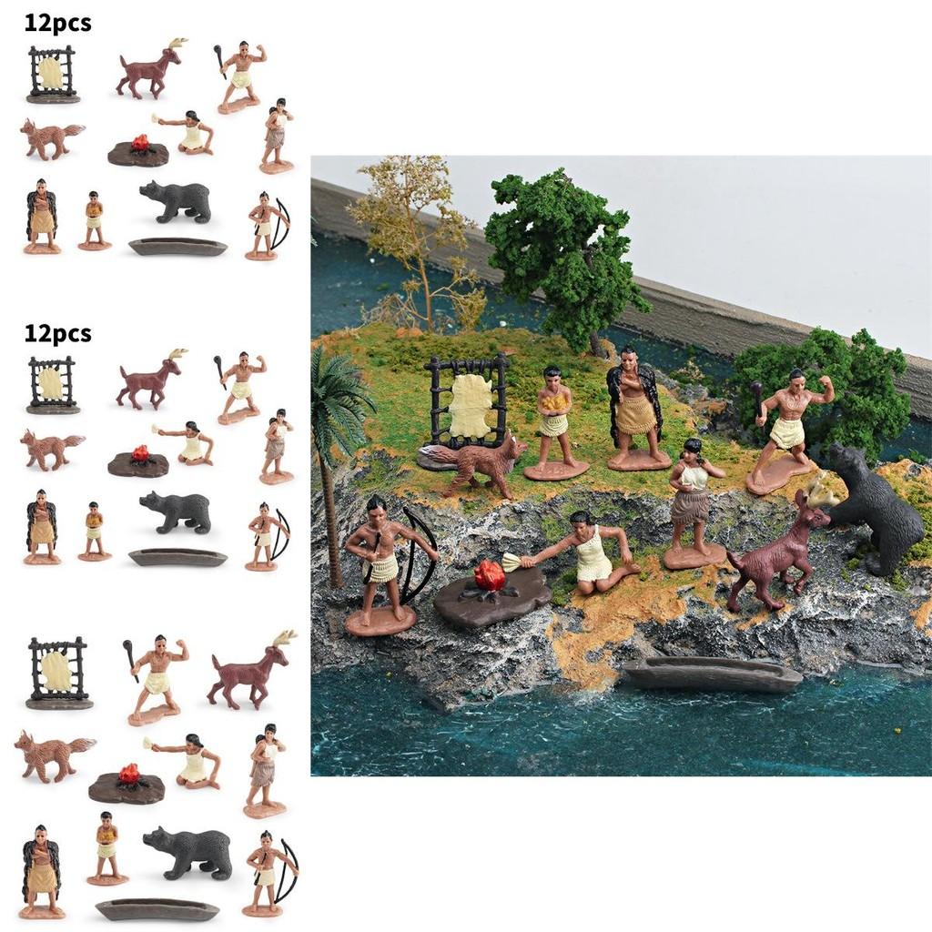 Conjunto de Modelos de Estatuetas de Índios Americanos Com Material Plástico Para Exibição Educacional e Colecionismo