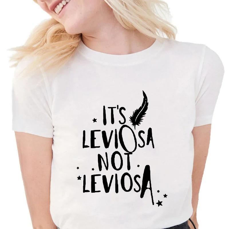Fashion T-Shirt Women s Fun Feather T-Shirt Women s, Letter Pattern Printed T-Shirt Top Casual White S