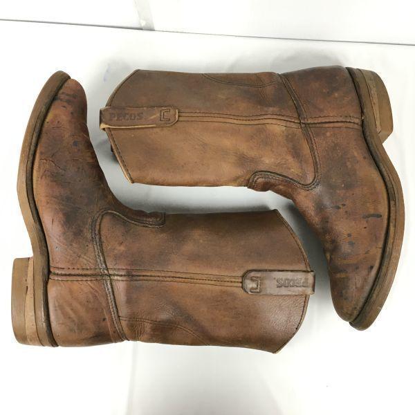 Vintage RED WING Arbeits-/Pecos-Stiefel aus der Zeit vor den 1980er Jahren Größe 8E (Ca.. 26,0 cm) Dunkelbraunes Fahrrad/Stiefel(GEBRAUCHT)