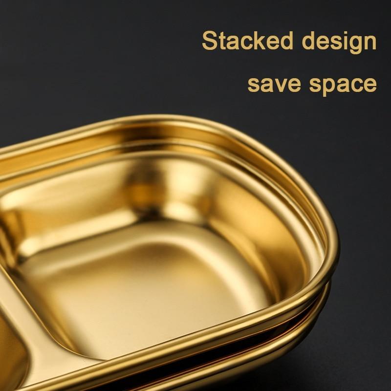 Sauce Dish Stainless Steel  for Spice Dish Soy Sauce 2-Compartment