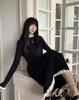 High-End Long Sleeve Knit Sweater Dress - Women's Mid-Length Casual Outerwear